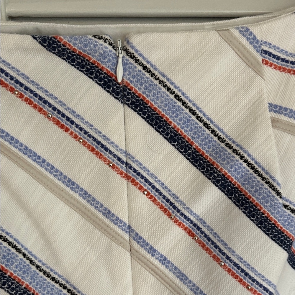 White House Black Market Striped Women's Skirt in Cream and Blue Size 8 - Picture 5 of 5